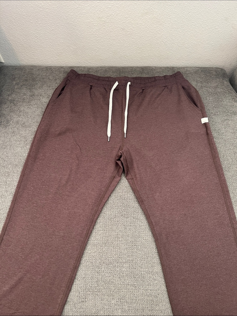 Vuori Men's Burgundy Jogger Sweatpants with White Drawstring